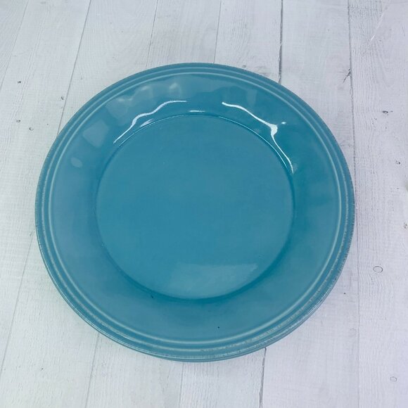 Rachael Ray CUCINA AGAVE BLUE Embossed Edge Rim Stoneware Dinner Plates Set of 4 - Picture 4 of 12